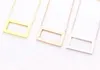 Europe America Fashion Style Lady Women GoldSilverRose Color Hardware Hollow Out Letter Square Pendant 18K Gold Chain Necklace 34827795