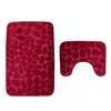 2PCs/Set Bathroom Toilet Mat Cobblestone Style Anti-slip Carpet Mat Toilet Rug Flannel Soft Absorbent Bathroom Door Mat