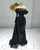 Arabski rozmiar Plus Aso Ebi Black Luksurious Sukienki na balsame perły