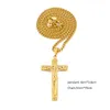 Jesus Necklace Gold Plated Stainless Steel Pendant Fashion Religious Faith Necklaces Mens Hip Hop Jewelry3958883