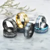 Cluster Rings Fashion Men Black Blue Golden Dragon Inlay Comfort Fit Stainless Steel Band Ring For Women Wedding Jewelry 8mm1