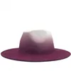 Cappello Fedora in feltro Trilby vintage da donna uomo in lana con tesa larga da uomo elegante sfumatura di colore per cappelli jazz da donna autunno inverno5710821