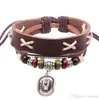 Leather Bracelet For Women Mens Bangles Hand Woven Braided Rope Genuine Leather Chain Bead Bracelet Infinity Bracelets