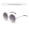 2020 Round taille surdimensionnée Lens surdimensionnés Vintage Lunettes de soleil Femmes Brand Designer Metal Frame Lady Sun Glasse