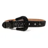 Vintage Western Rhinestones Belt Removable Buckle Cowboy Cowgirl Bling Leather Crystal Studded Belt för Kvinnor Män