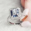 Wedding 14K Gold Jewelry Square Sapphire Ring for Women Peridot Anillos blue topaz Gemstone Bizuteria Diamond Jewelry Rings Y200321