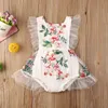 Pudcoco Recém-nascido Bebé Roupas Flor Flor Impressão Sem Mangas Lace Tule Rouble Backless Romper Jumpsuit One-peça Outfit Sunsuit 201029