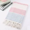 Cotton Turkish Bath Towel Striped with Tassels Travel Camping Bath Sauna Beach Gym Pool Blanket Surgical Drape