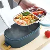 Mehrschichtiger Bento-Box Japaner Stil tragbarer Außenstock 304 Edelstahl Thermal-Lunchbox für Kinder mit Food Boxs 201015