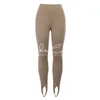 Tricoté solide Legging taille haute coton vêtements de sport entraînement empilé Style pantalons de survêtement pantalon 211221