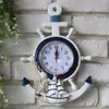 Mediterranean Style Wood Anchor Clock Hanging Wall Ship Wheel Desk Table for Bedroom Living Room l Decor Y200109