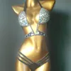 2020 vacation sexy diamond Big V bikini set bling stones bathing suit good quality swimsuit brazilian swim T200708