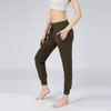 Naked Feel Fabric Yoga Workout Sport Joggers Pants Women Waist Drawstring Fiess Running Sweat Trousers with Two Side Pocket Style