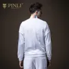 Pinli Spring Discount Clearance Slim Mock-Neck sportkläder Färg Stripes Cotton Casual Men Jacke tröja 201127