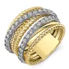 Fancy Twist Twine Vrouwen Ring Goud Kleur met Micro Crystal Zirkoon Steen Delicate Trouwringen Dame Mode Jewelry1092340