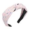 Kobiety Moda Akcesoria Do Włosów Motyl Print Hairband Wiązany Bawełniany Pałąk Girls Szerokiej Głowy Hair Band Light Color