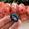 4mm 8mm 6mm anéis de carboneto de tungstênio azul para mulheres banda de casamento acabamento polido anel conforto ajuste 220209