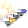 Mix 5PCS Regenbogen Neue Luckyshine 925 Sterling Silber Teardrop Peridot Citrin Schwarz Onyx Edelstein Halsketten Anhänger Für Dame Party geschenk