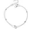 Hot Moda Biżuteria Podwójna Warstwa Heart Anklet Chain Alloy Koraliki kostki Bransoletka Bransoletka Plaża Anklets Łańcuchy stóp. .