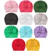 INS bébé filles plissé arc bandeau couleur unie chapeau Boutique enfants décontracté bonnet mode enfants confortable casquettes nouveau-né crâne casquette C6809