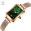 Luxury Malachite Japanese Ladies Watch Äkta Läderrem Grön Malachit Quartz Lady First Layer Cowhide Belt Rose Gold Kvinnor Klockor