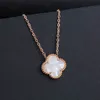 Wholale Ladi Clover Shell Pendant Stainls Steel 18K Rose Gold Women Necklace5829984