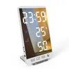 6 Inch Mirror LED Alarm Clock Touch Control Wall Digital Time Temperature Humidity Display USB Desk Watch for Bedroom Home 220311