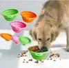 Collapsible foldable silicone dog bowl candy color outdoor travel portable puppy doogie food container feeder dish2021