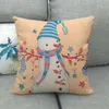 Cushion/Decorative Pillow 45cm*45cm Cartoon Snowman Design Linen/cotton Throw Covers Couch Cushion Cover Home Decor