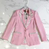 High Street Date Fashion Designer Blazer Femme à manches longues Doublure florale Rose Boutons Rose Blazer Veste extérieure 201201