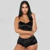 Moda donna sexy pigiama in velluto set da donna pizzo scollo a V crop top pantaloncini 2 pezzi pigiama lingerie pigiama set RRA3680