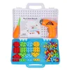 Enfants Drill Puzzle Puzzal DIY Vis Group Toys Kidstool Kit Plastic Boy Jigsaw Mosaic Design Building Toy LJ201007