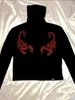 Omighty Scorpion Turtleneck em bloco vermelho bloco vermelho slim manga comprida camiseta harajuku tshirt t200110