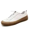 Casual men's shoes leather men black and white flat sports breathable walking luxury man dress2826