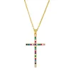 18k gold zircon cross pendant Necklace crystal diamond necklaces women men fashion jewelry will and sandy