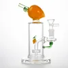 Färgglada Persika Glas Bongs Frukt Form Vattenrör Rätrör 14mm Kvinna Joint Glas Rör Duschhuvud PERC Rökning Olja Dab Rigs Bowl