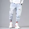 Streetwear Hip Hop Cargo Pants Mens Jeans Elastic Harun Joggers in Autumn and Winter C7SG