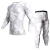 2 Piece Tracksuit Men Compression MMA Long sleeve t shirt Rashgard kit Camouflage Sweatshirt leggings Fitness Thermal underwear Y2253o