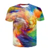 Camisetas masculinas impressão 3D camiseta de verão casual manga curta moda splash tinta avançada camiseta colorida