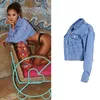 Spring Autumn Denim Women Long Sleeve Boyfriend Style Casual Be Jean Jacket Lady Vintage Button Crop Top Coat Y2010123156187