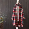 100% Cotton Plaid Shirt Long Sleeve 2020 Women Autumn Summer New Fashion Button Up Casua Loose Blouse Plus Size H1230