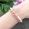 MG1050 Bracciale in avventurina rosa naturale Set Minimalista Impilabile Boho Gioielli Bracciale Mala fatto a mano di alta qualità Regalo Yoga