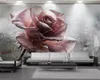 カスタムロマンチックな花3D壁紙3D写真の壁紙壁画のシンプルなピンクのローズロマンチックな植物の装飾的な3D壁紙