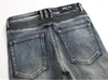 Jeans da uomo con fori di giunzione Fashion Trend Fold Zipper Jeans lunghi dritti Jeans da uomo firmati da motociclista elasticizzati lavati a vita media