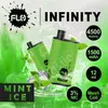 Flo Infinity Tek Kullanımlık Vape Pod Cihazı 4500 Puffs 12ml 1500 mAh Şarj Edilebilir Puf Pods Gümüş Karton Ambalajlı ECIGS