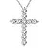 Helt nya lyxsmycken 925 Sterling Silver Full Rund Cut Vit Topaz CZ Diamond Cross Hängsmycke Populär Kvinnor Nyckelben Halsband Present