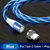 3A Magnetic Cable Led Flow Luminous Lighting USB Cable For Samsung Huawei Micro Type C Magnet Charger Fast Charging Type-C Cord