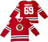 c2604 Kooy Shoresy #69 TV Series Letterkenny Hockey Jerseys Ierse Gestikt Mannen Zomer Kerst Rood Gestikt Shirts M-XXXL