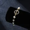 Simulerad Pearl Armband för Kvinnor Mode Rhinestone Cross Round Starfish Charm Armband Guldkedja Brud Bröllop Smycken Gåvor