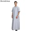 Beonlema arabski islamski Hombre letnie krótkie rękawy Thobe dla mężczyzn kaftan Homme muzułmańskie ubrania Abaya Baju muzułmańskie Pria1208x